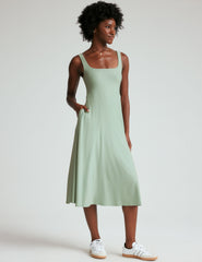 green square neck midi spacedye dress.