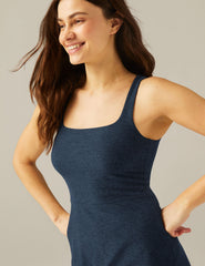 blue maxi dress with slit at side