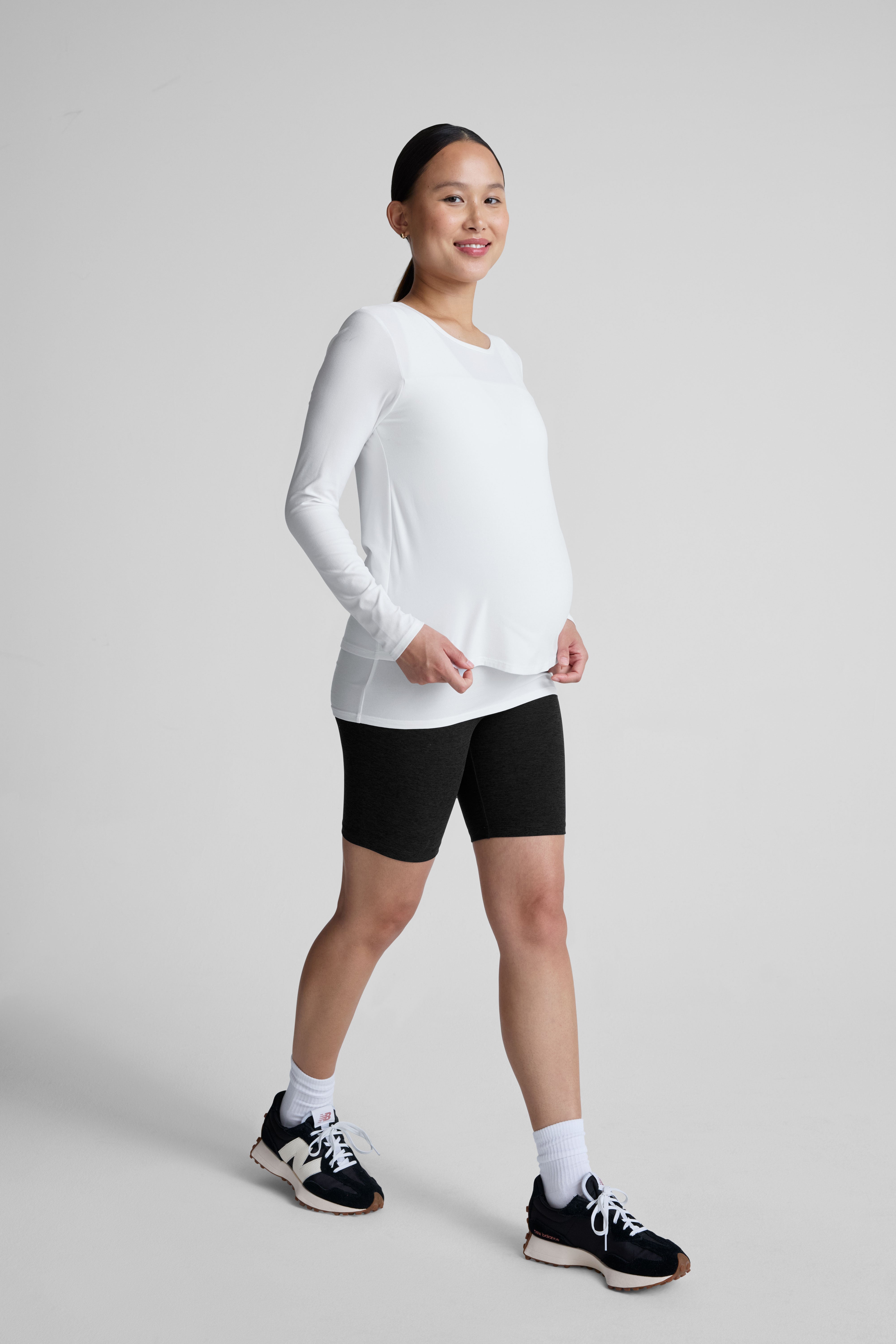 white long sleeve nursing top.