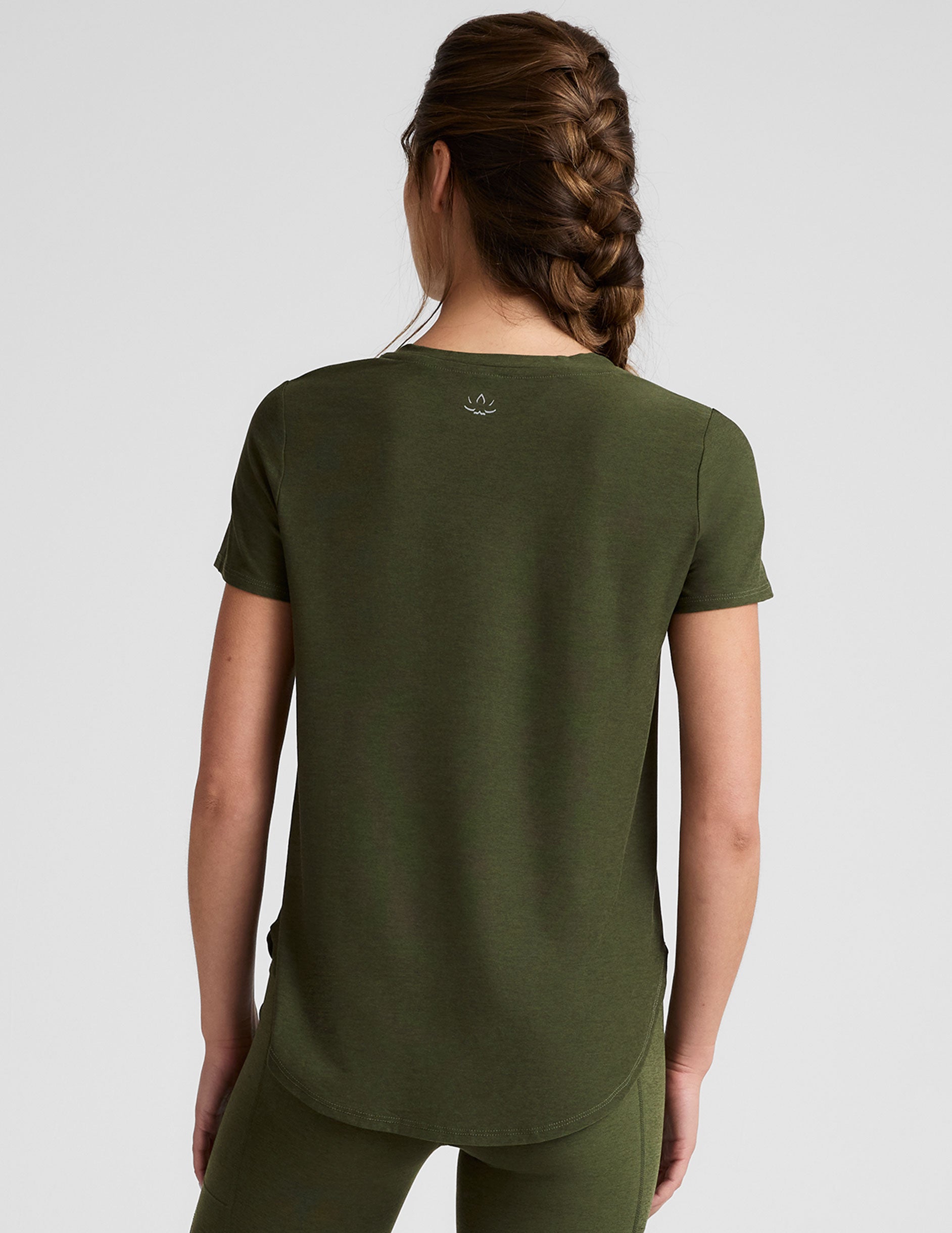 green short sleeve relaxed fit top.