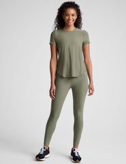 green scoop neck short sleeve t-shirt.