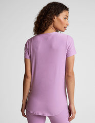 purple scoop neck short sleeve t-shirt.