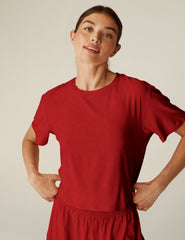 red short sleeve cropped sleep tee.