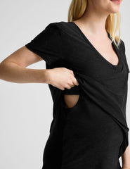 black maternity v neck nursing top