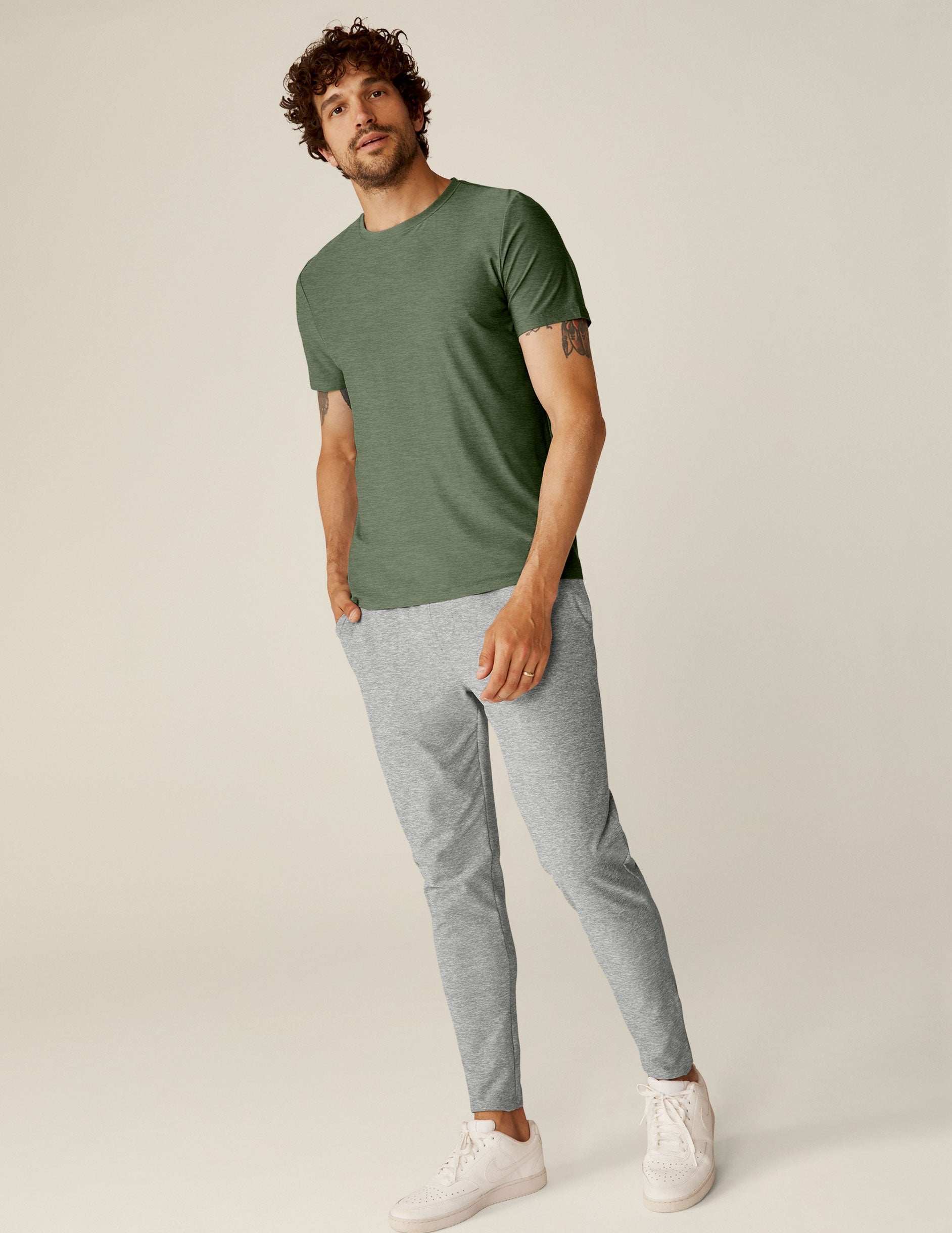 green mens short sleeve shirt.