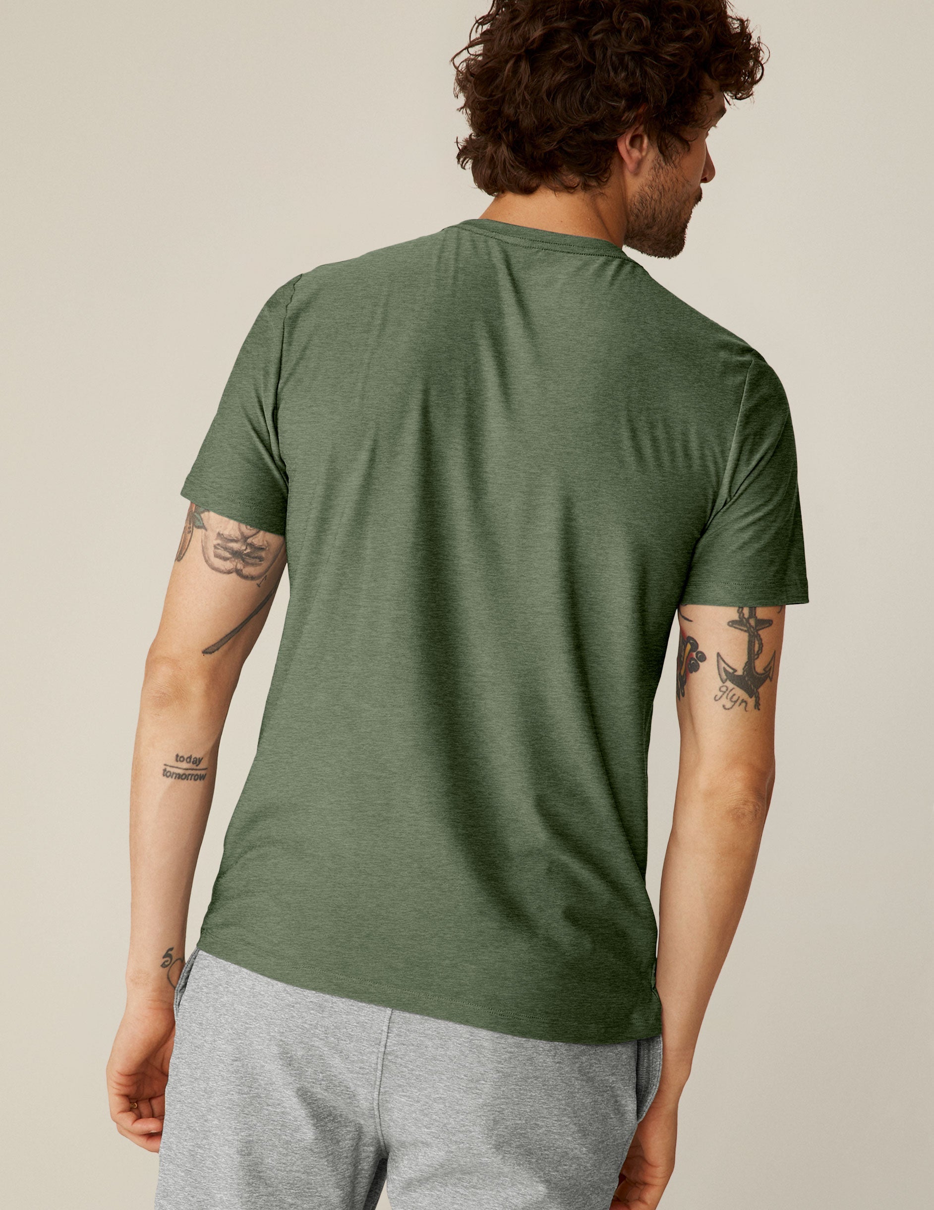 green mens short sleeve shirt.
