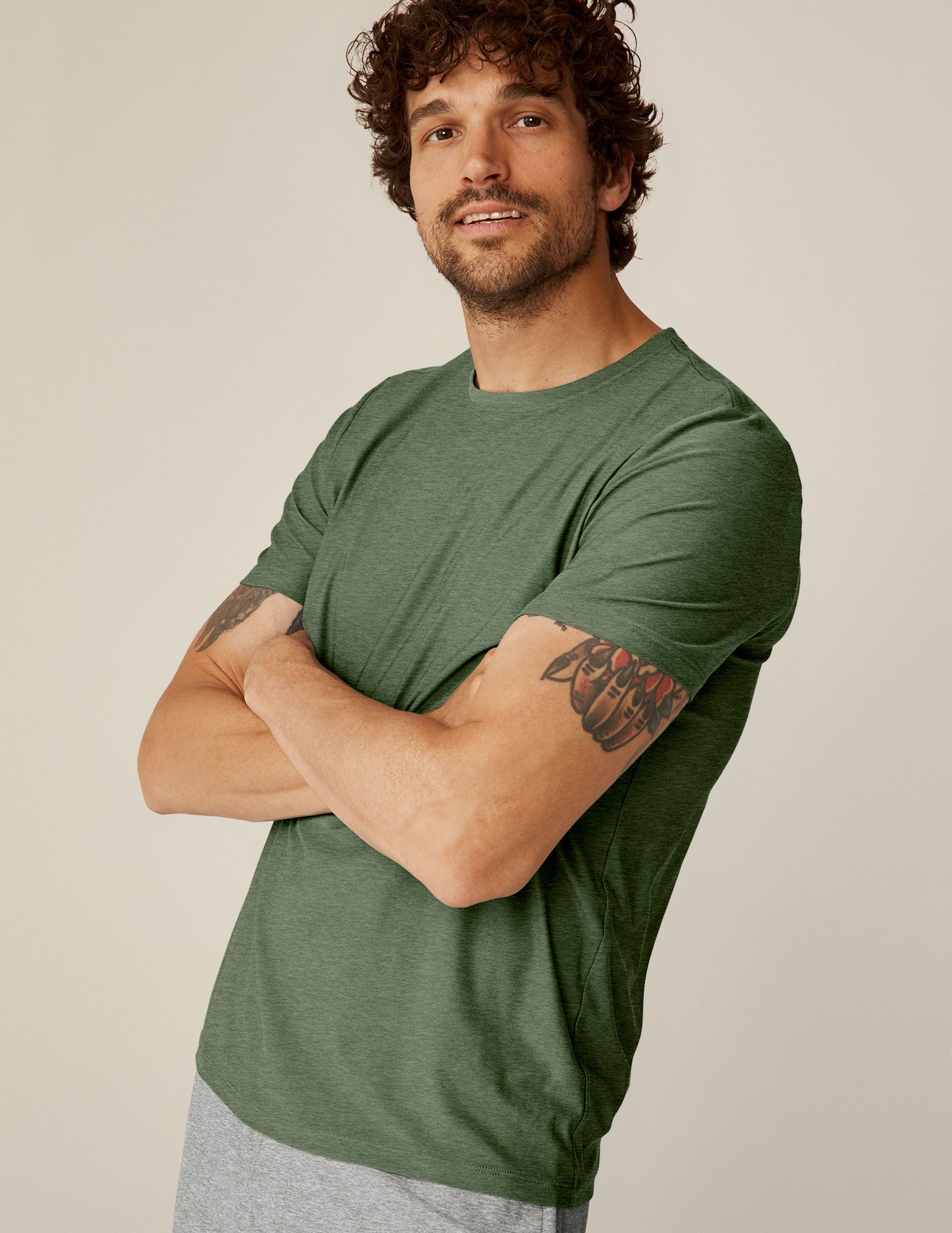 green mens short sleeve shirt.