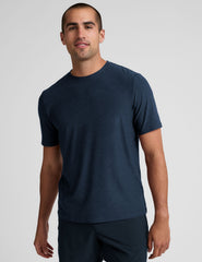 blue men's t-shirt.