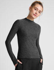 dark gray mock neck top