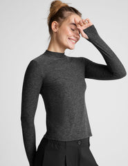 dark gray mock neck top