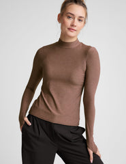 brown mock neck top