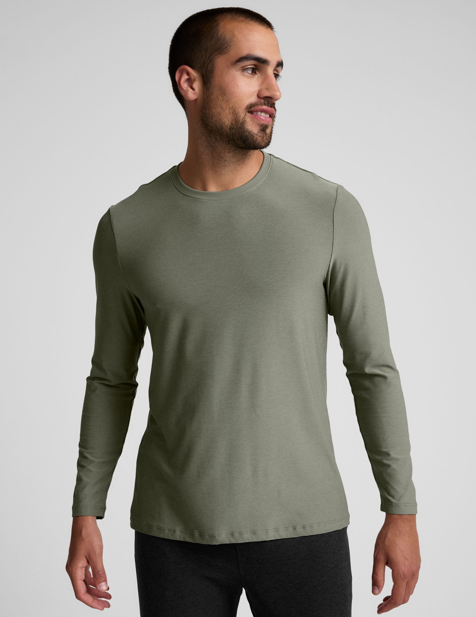 green men's long sleeve crew neck top.