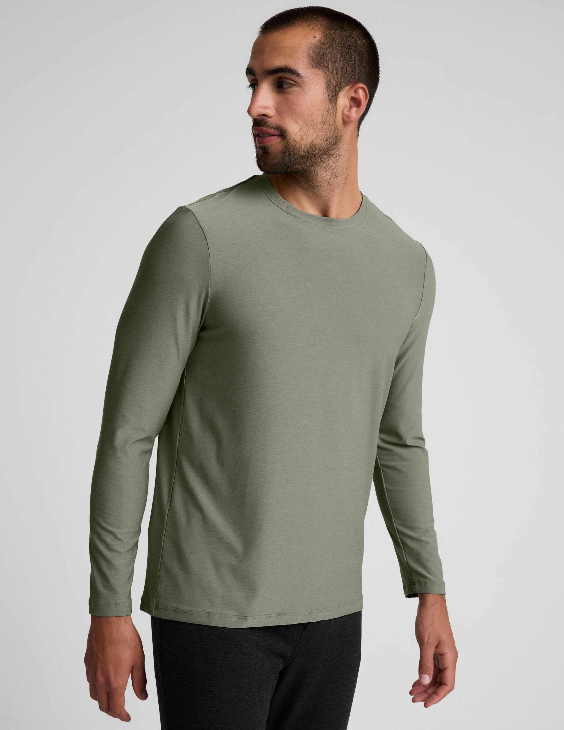 green men's long sleeve crew neck top.