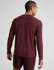 red long sleeve crew neck men's top.