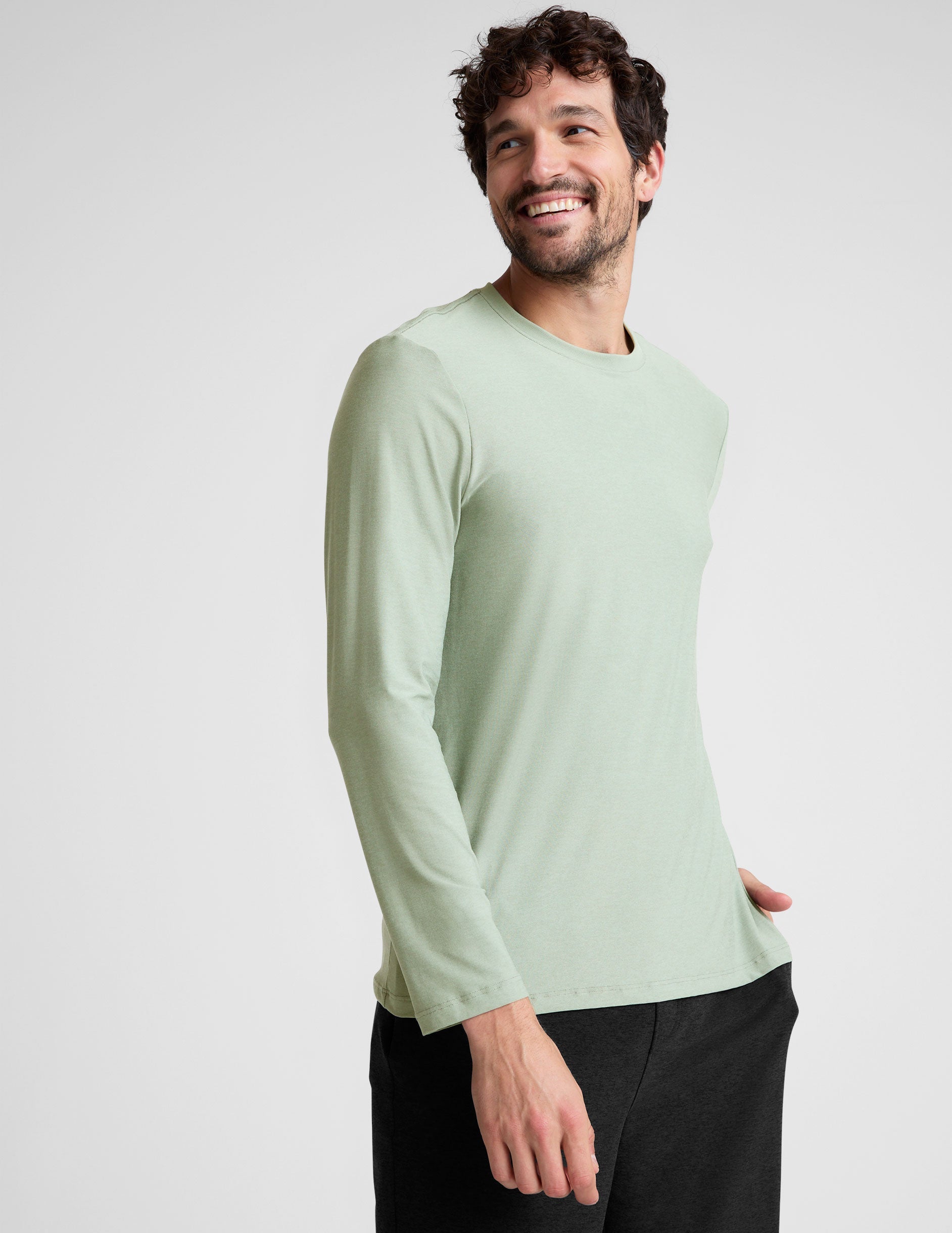 green men's long sleeve crew neck top.