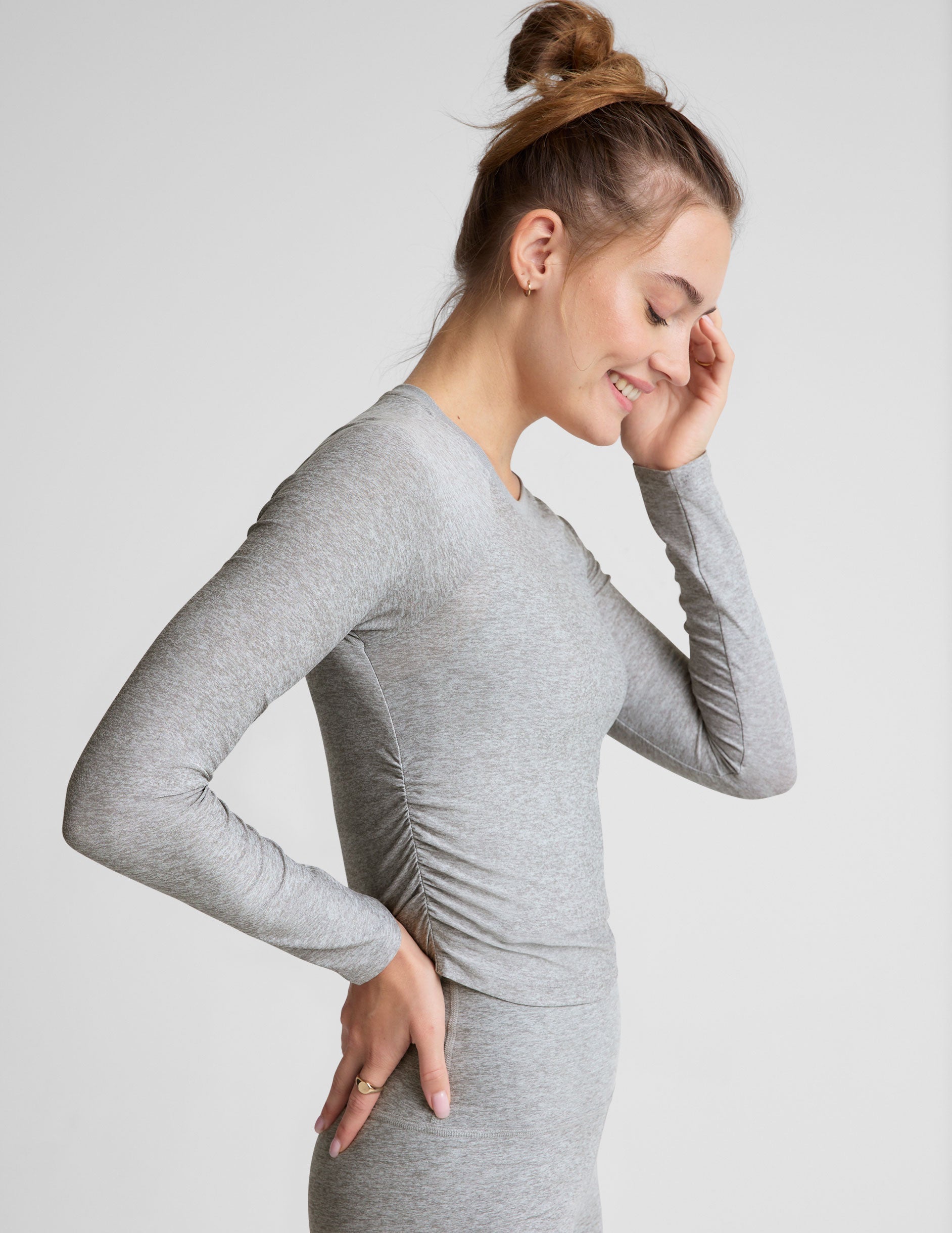 gray long sleeve top