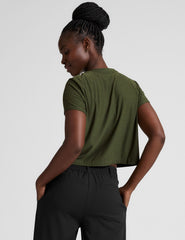 green relaxed fit cropped t-shirt.