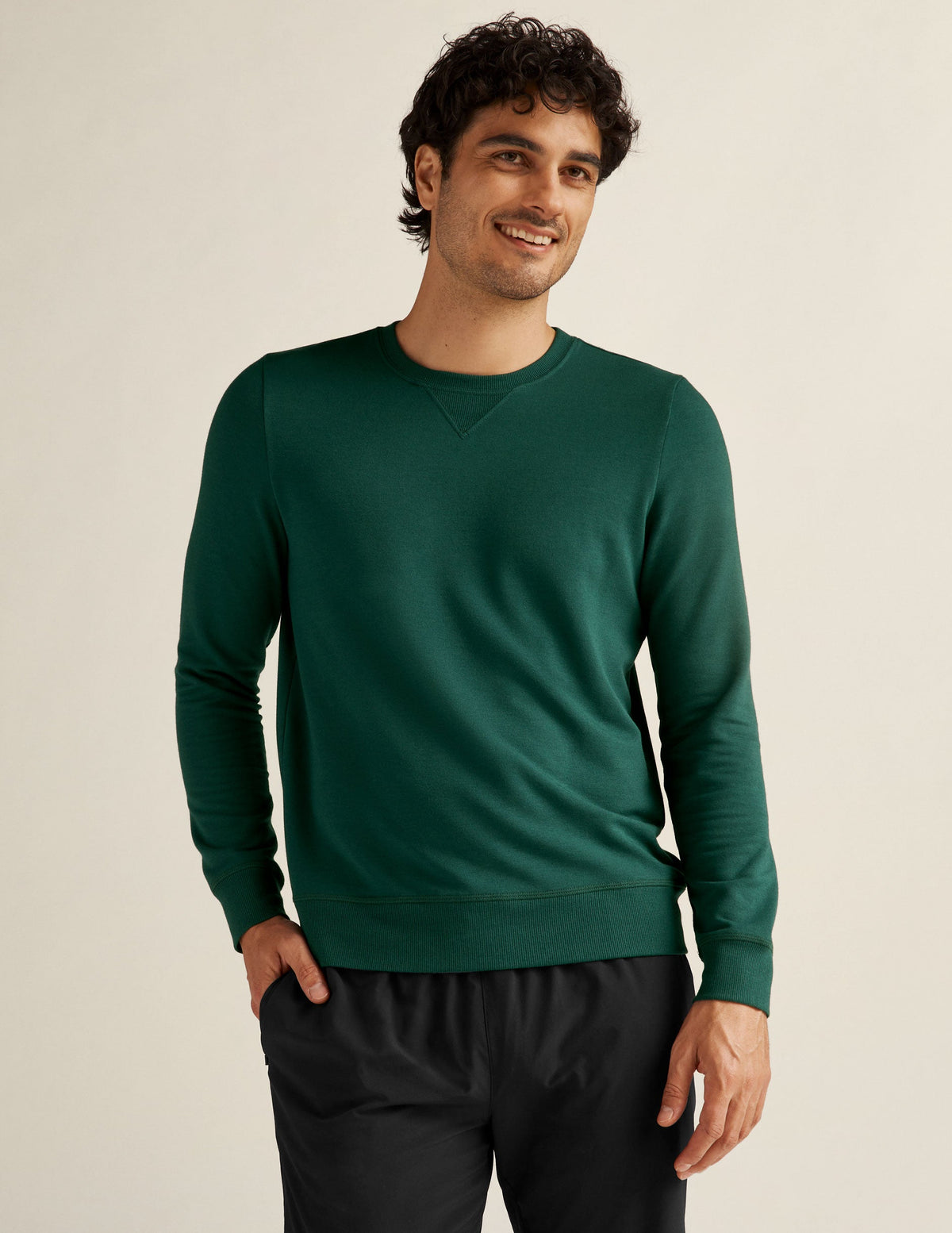 green mens crew neck pullover sweater.