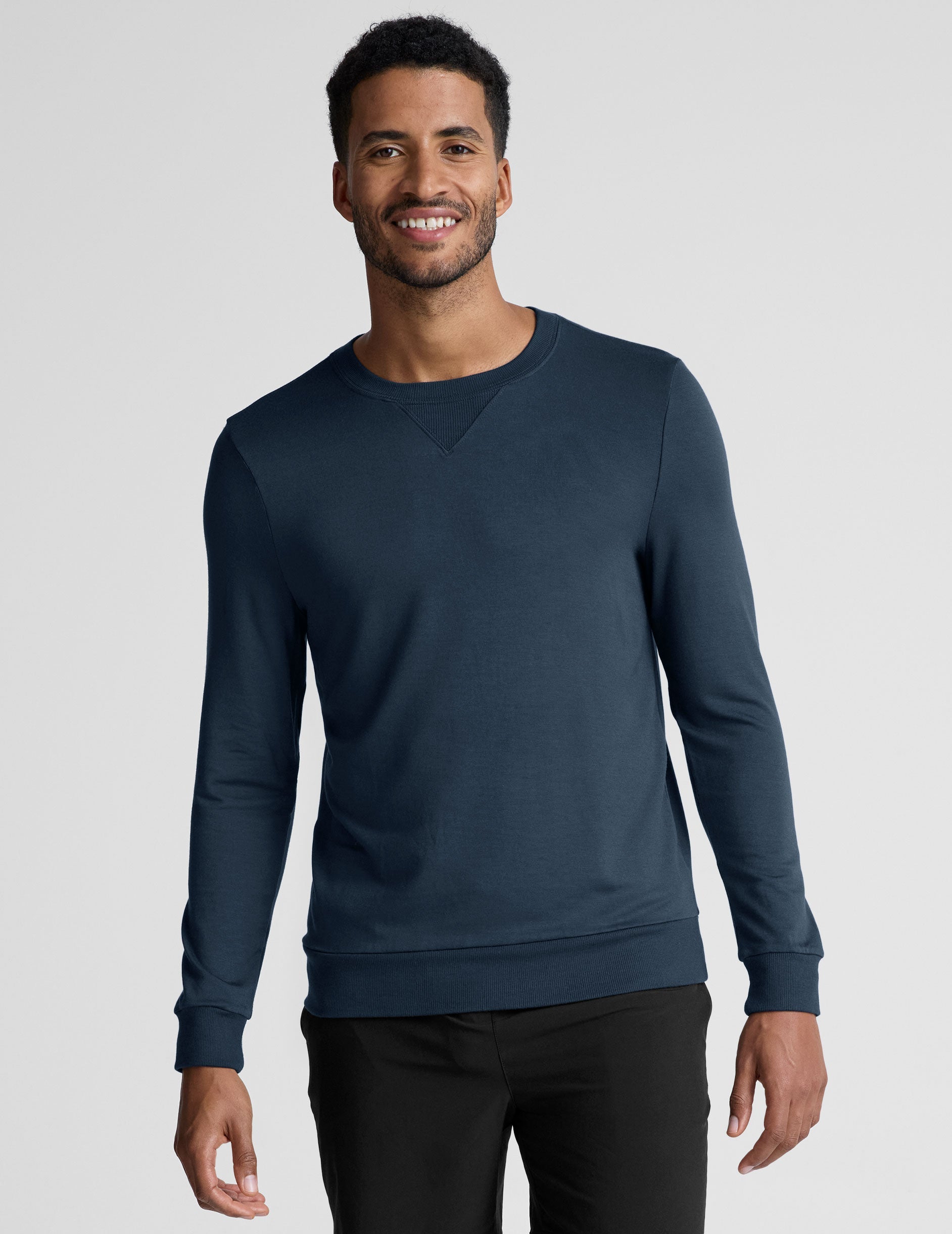 blue mens long sleeve pullover