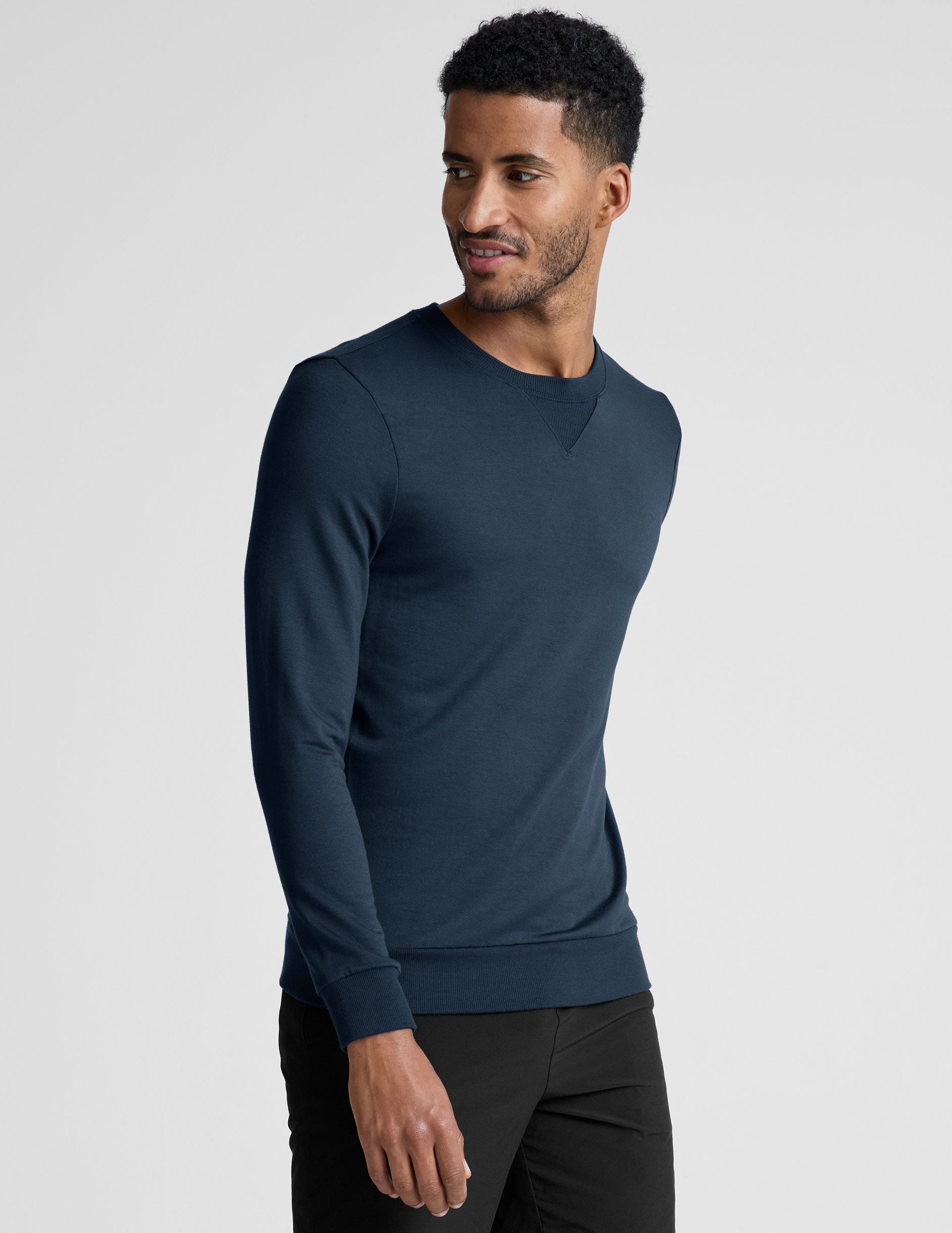 blue mens long sleeve pullover