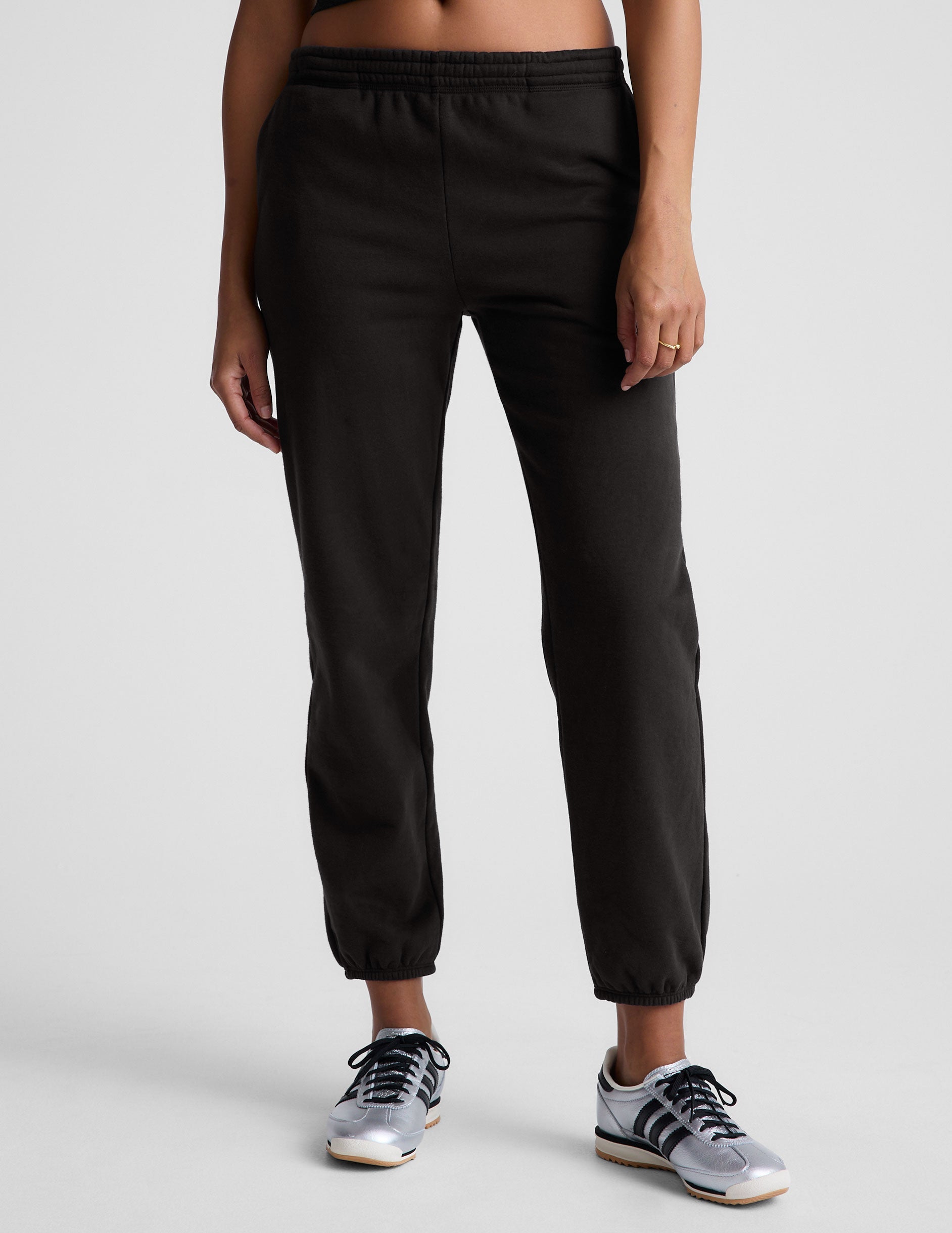black midi jogger pants.