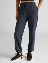 blue women's fleece joggers.