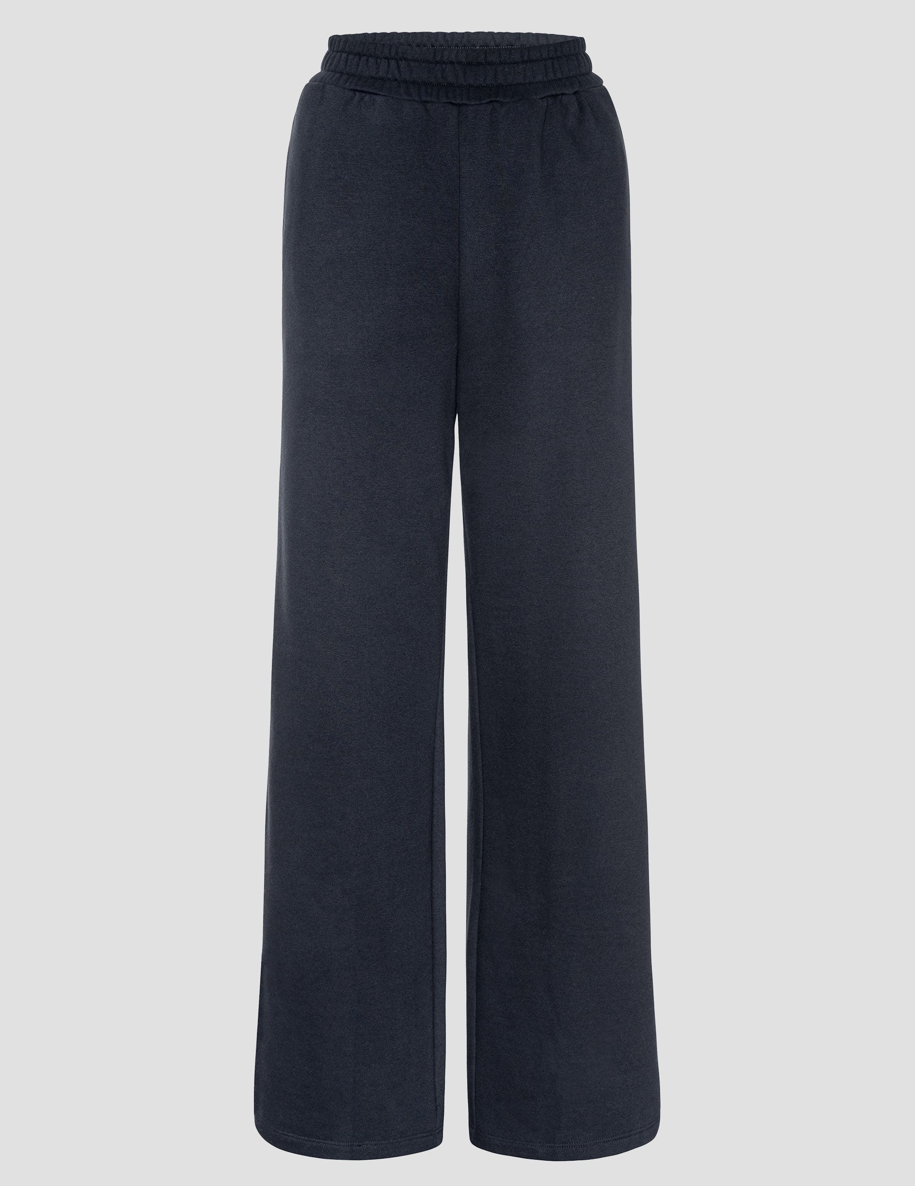 blue sweatpant with a mid rise elasticated waistband and contrast piping trim down sides of leg.