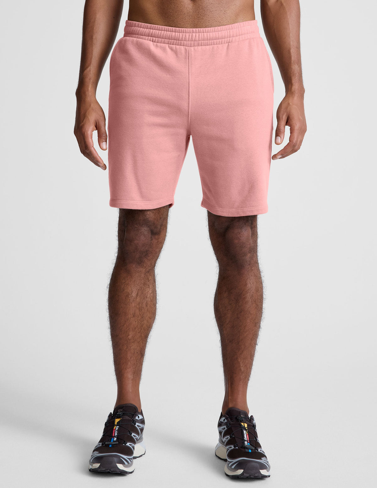 pink men's sweatshorts with pockets.