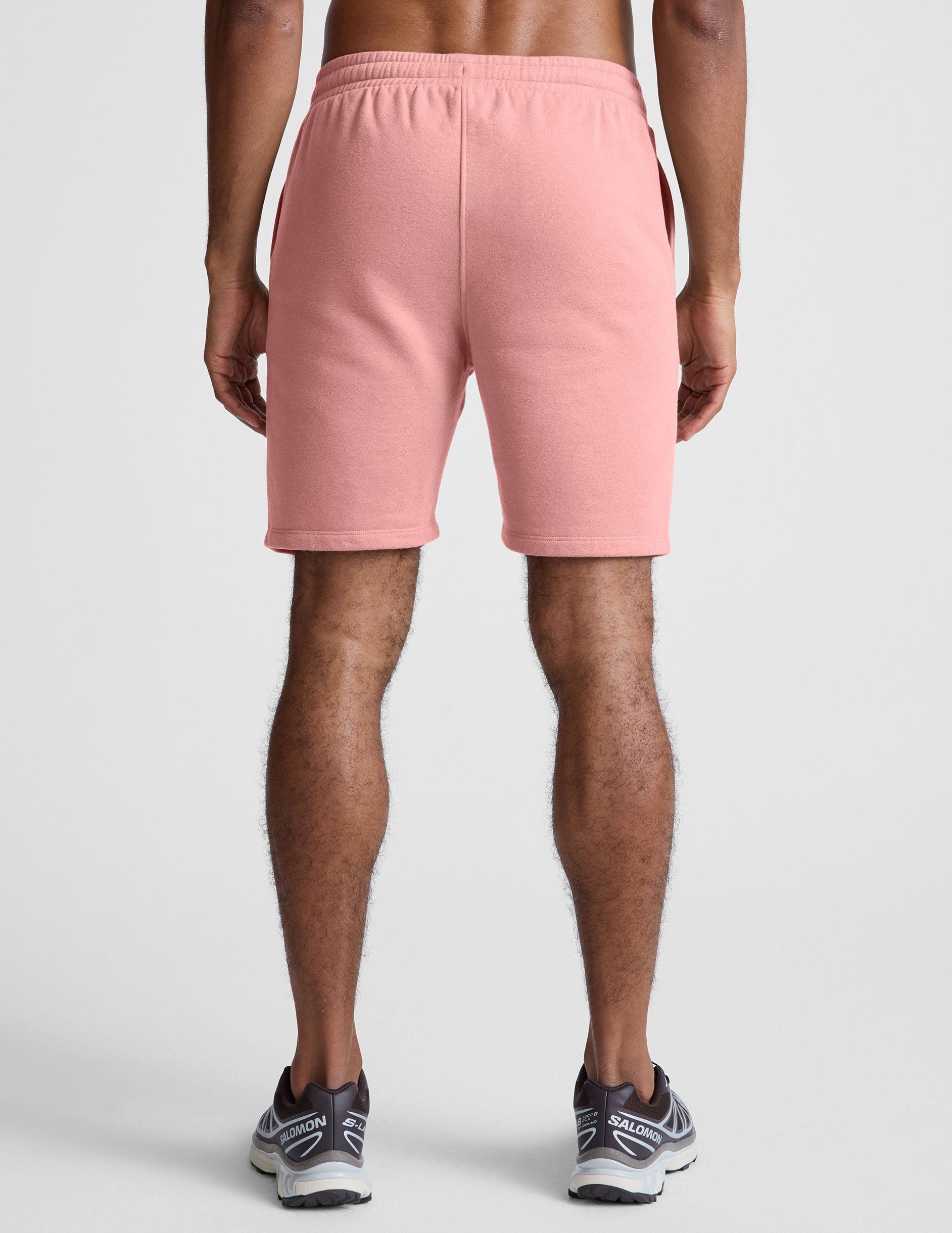 pink men's sweatshorts with pockets.