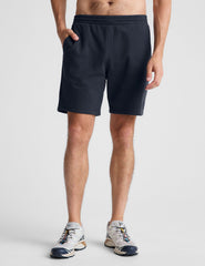 blue mens sweat shorts with pockets.