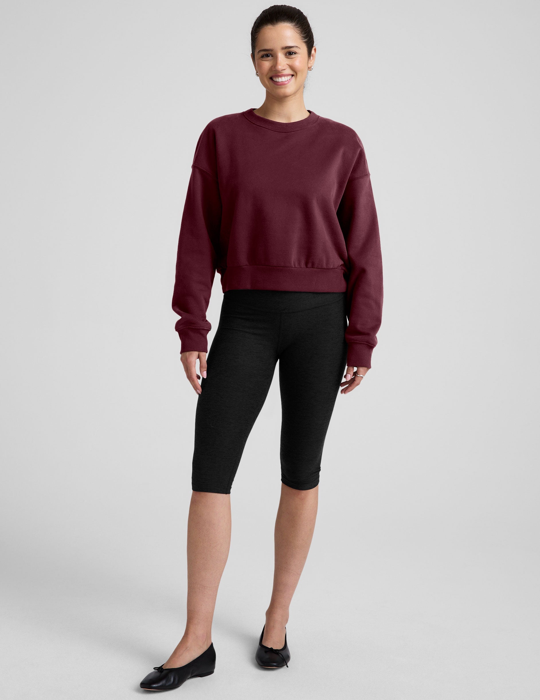 red crewneck cropped sweatshirt.