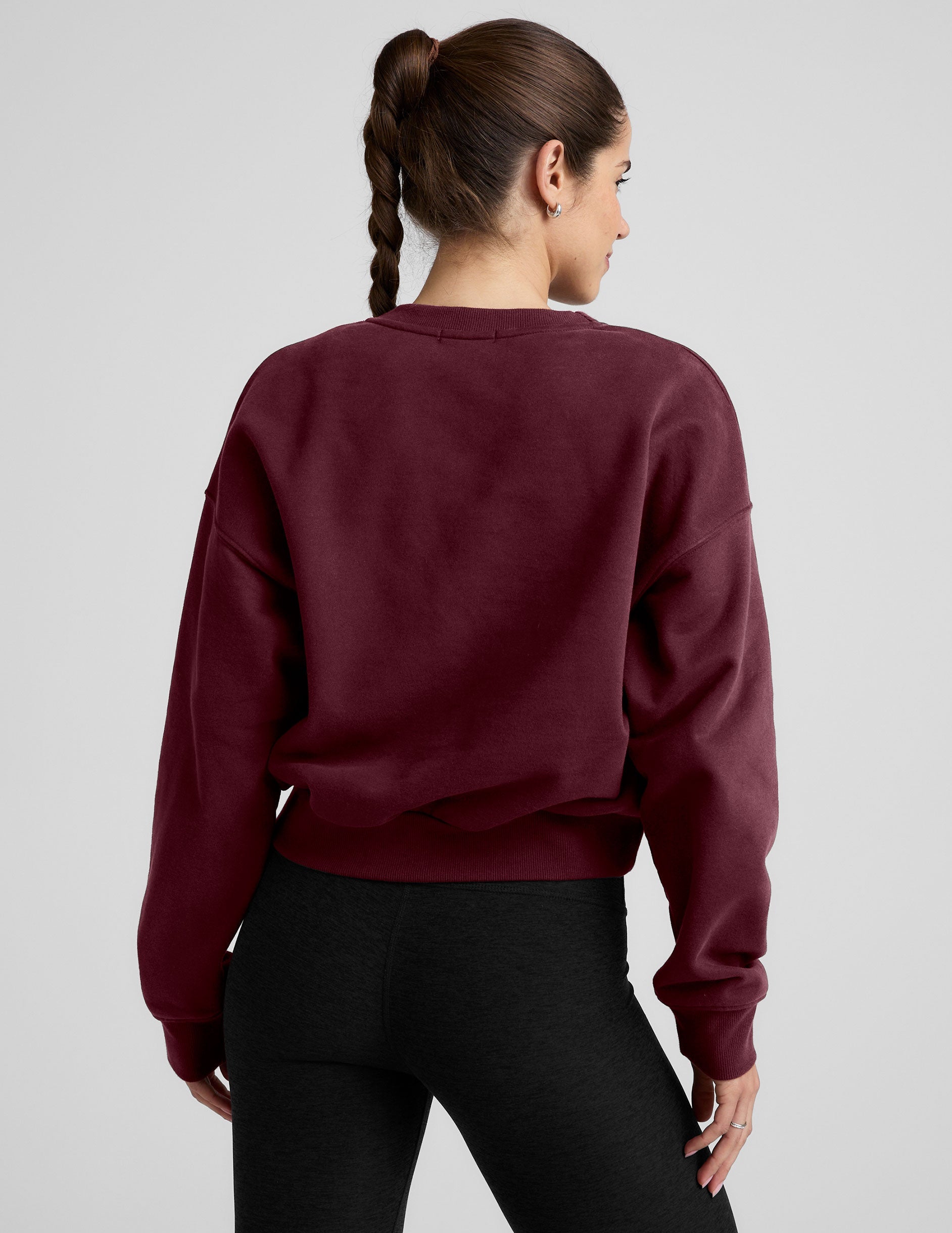red crewneck cropped sweatshirt.