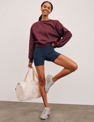 red crewneck cropped sweatshirt.