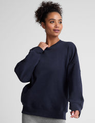 blue crewneck sweatshirt