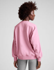 pink oversized fleece crew neck sweatshirt.