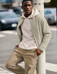 white men's fleece hoodie with a kangaroo pocket.