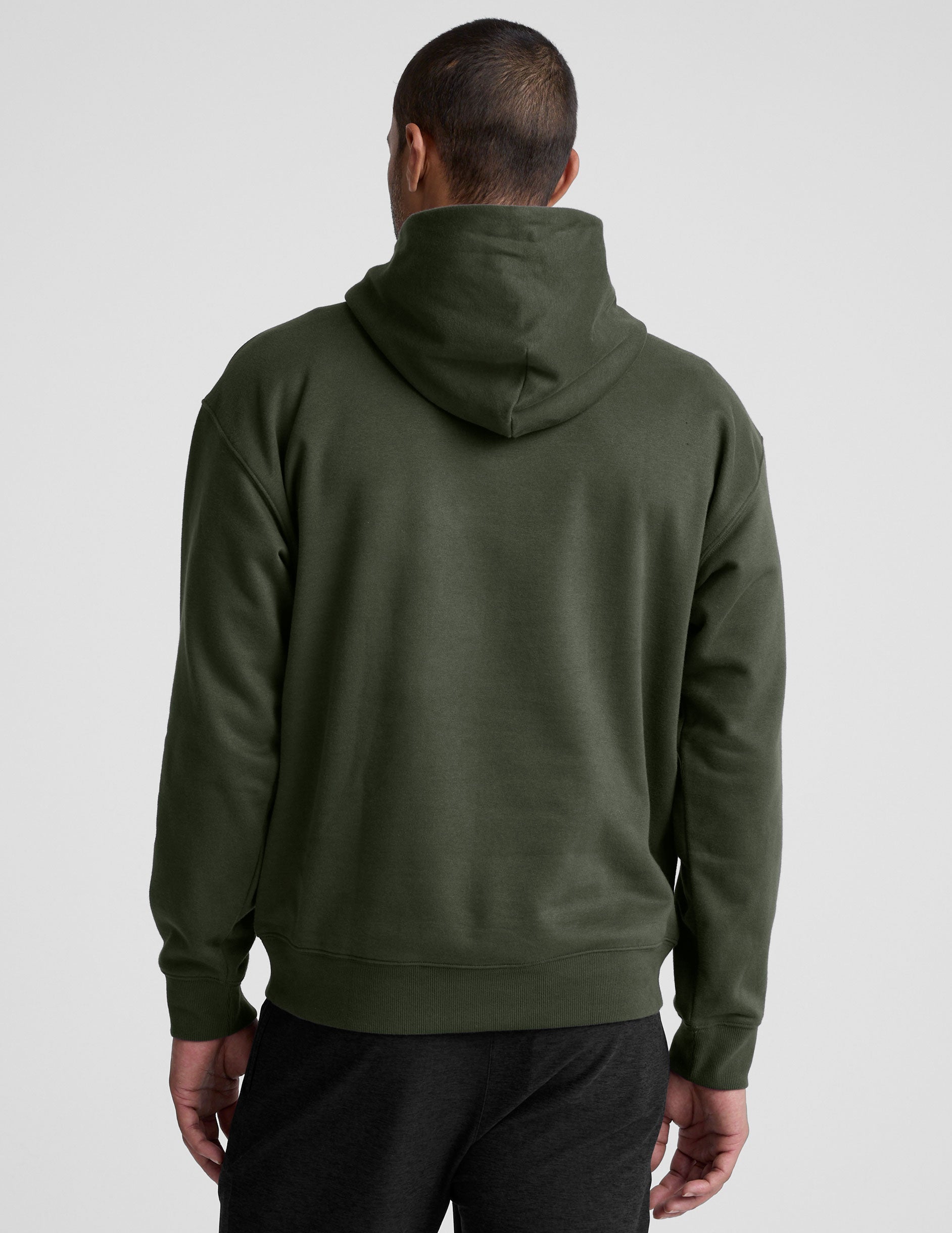 green men's fleece hoodie with a kangaroo pocket.