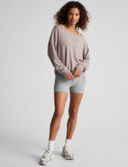 brown off the shoulder lightweight sweater.