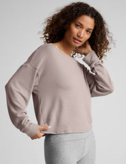 brown off the shoulder lightweight sweater.