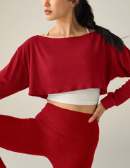 red 2-way convertible shrug top.