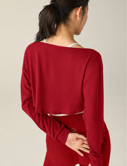 red 2-way convertible shrug top.