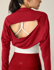 red 2-way convertible shrug top.