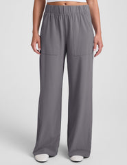 grey wide leg pants with pockets.
