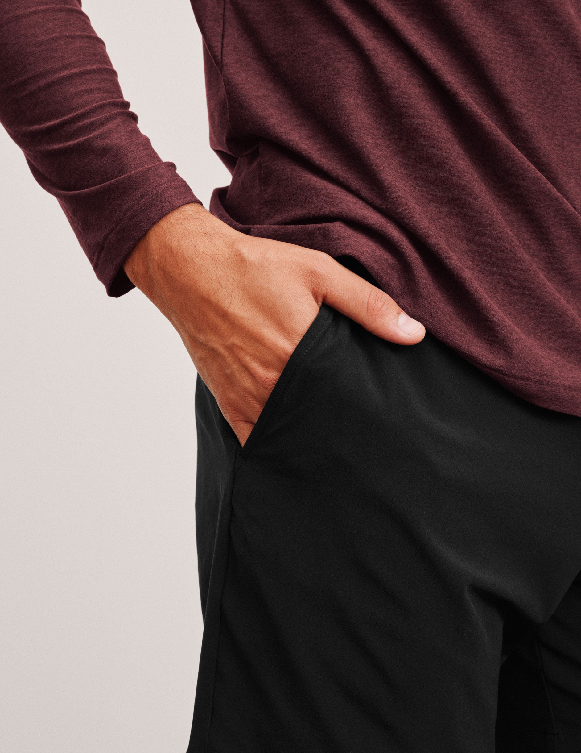 black men's 7" inseam lightweight shorts with pockets. 