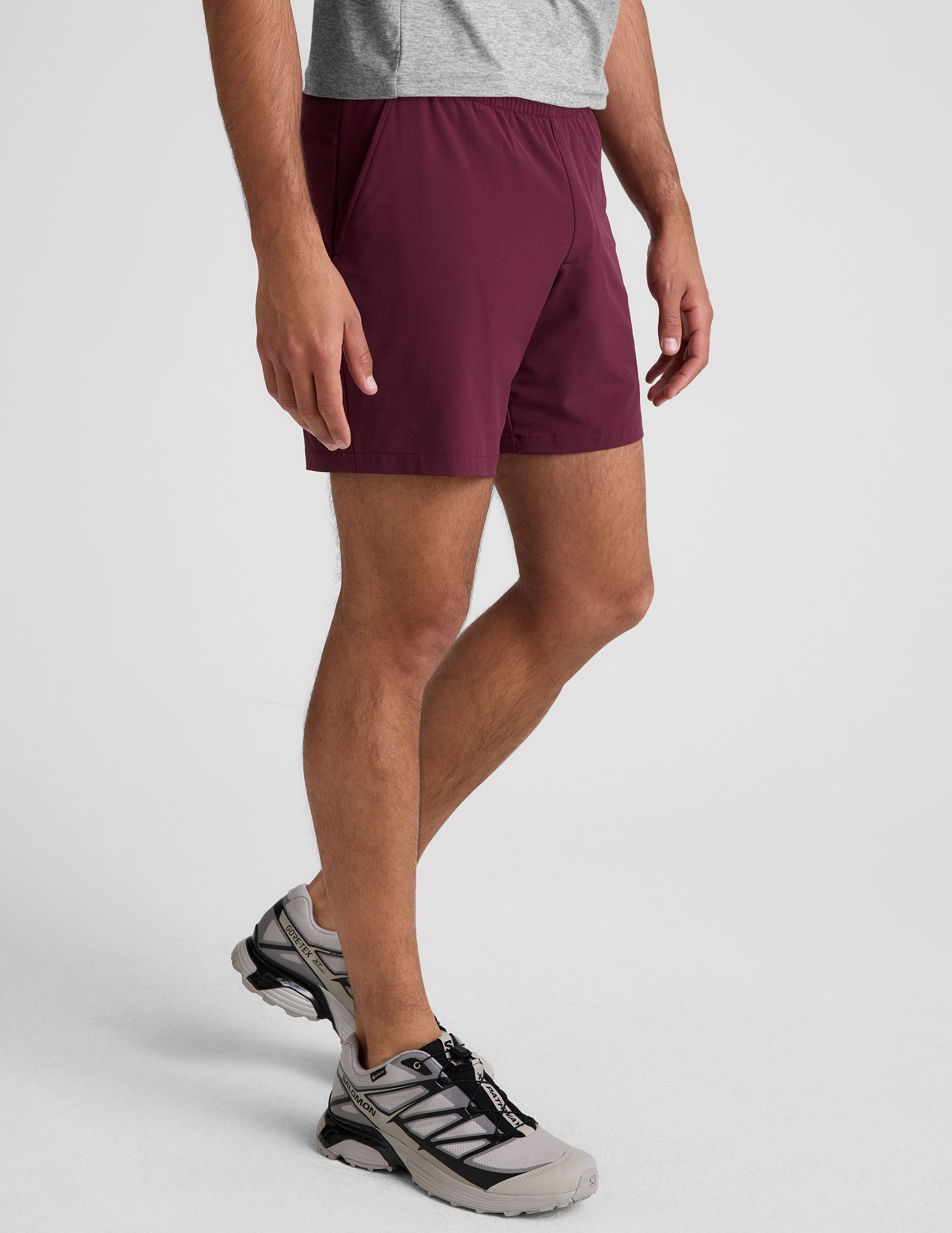 maroon men's shorts with pockets.