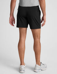 black men's 7" inseam lightweight shorts with pockets. 