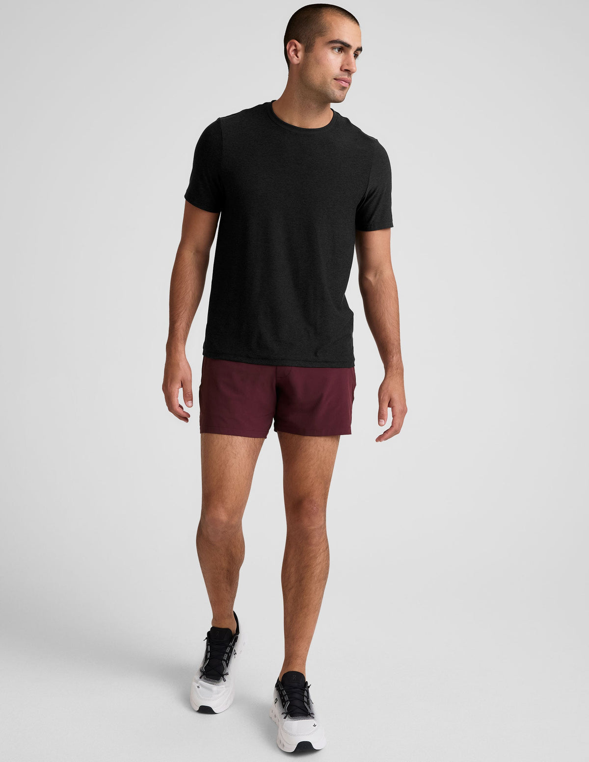 maroon men's 5" shorts on a plain background. 