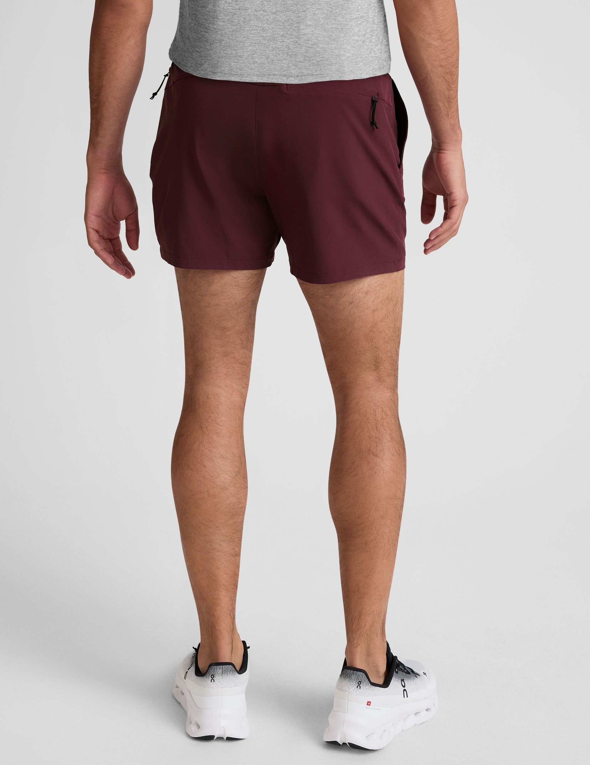 maroon men's 5" shorts on a plain background. 
