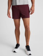 maroon men's 5" shorts on a plain background. 