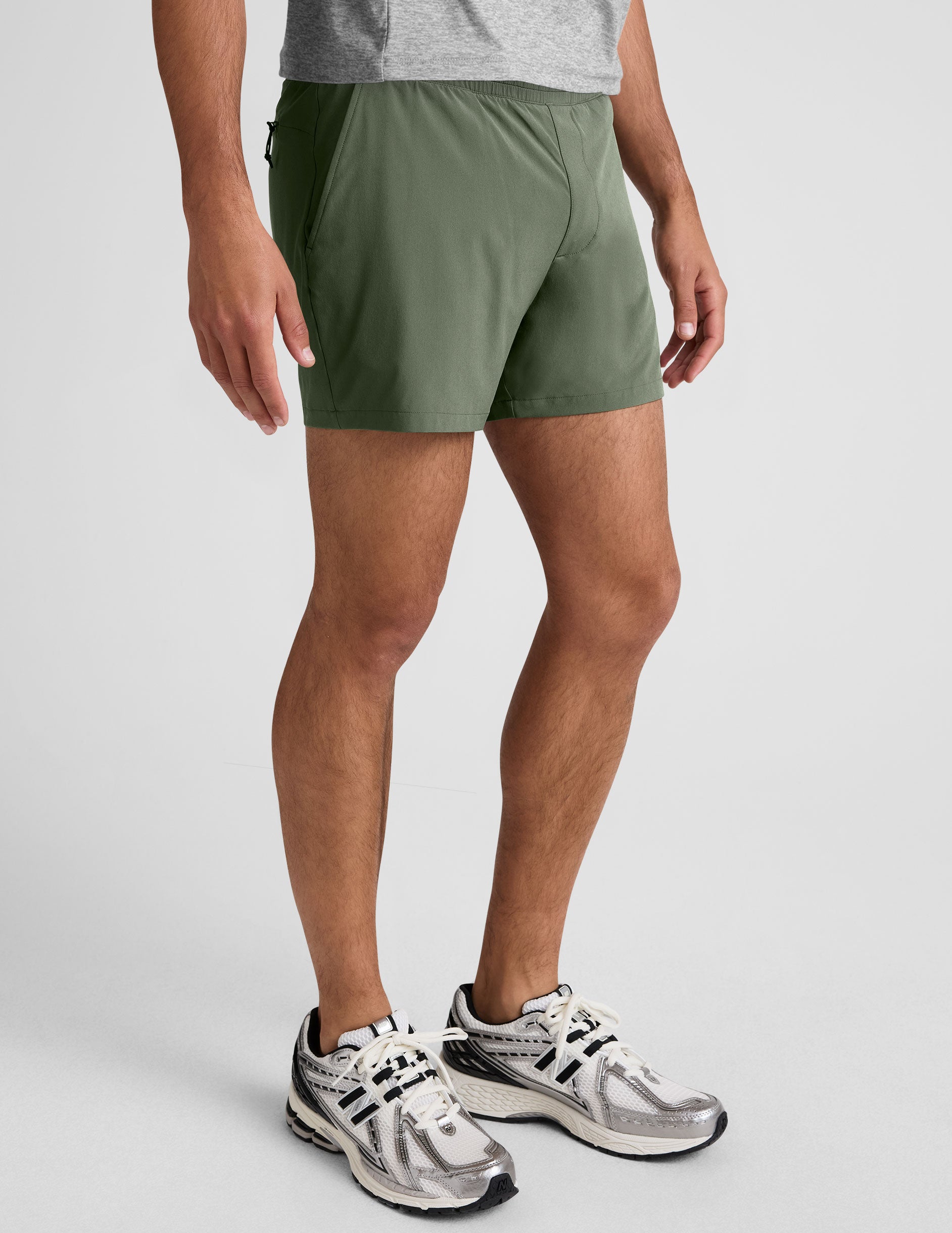 green men's 5" shorts on a plain background. 